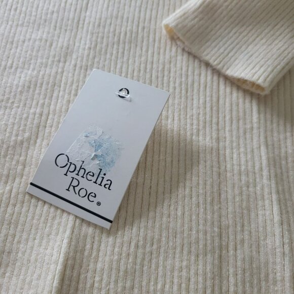 Ophelia Roe Sweater V Neck Bish Sleeve Yellow Ribbed Pullover Soft Womens Small - Picture 8 of 11